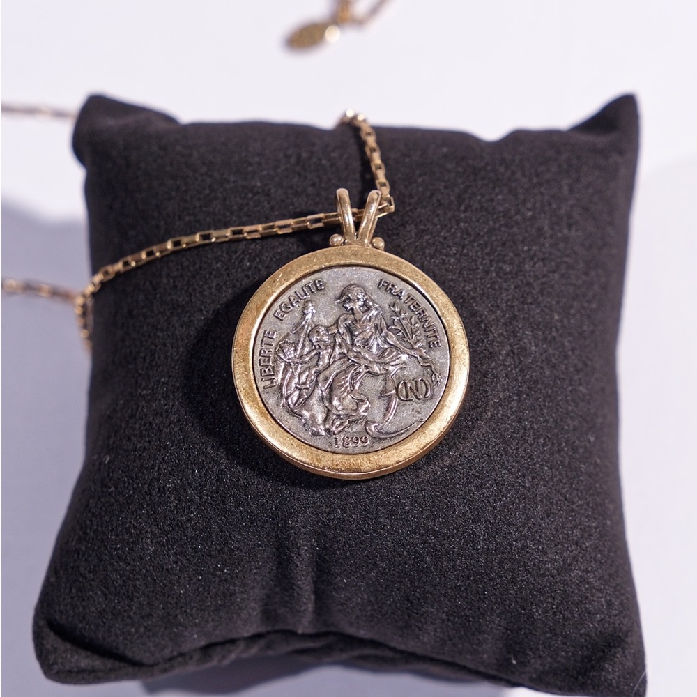 Gold and Silver Coin Pendant Necklace